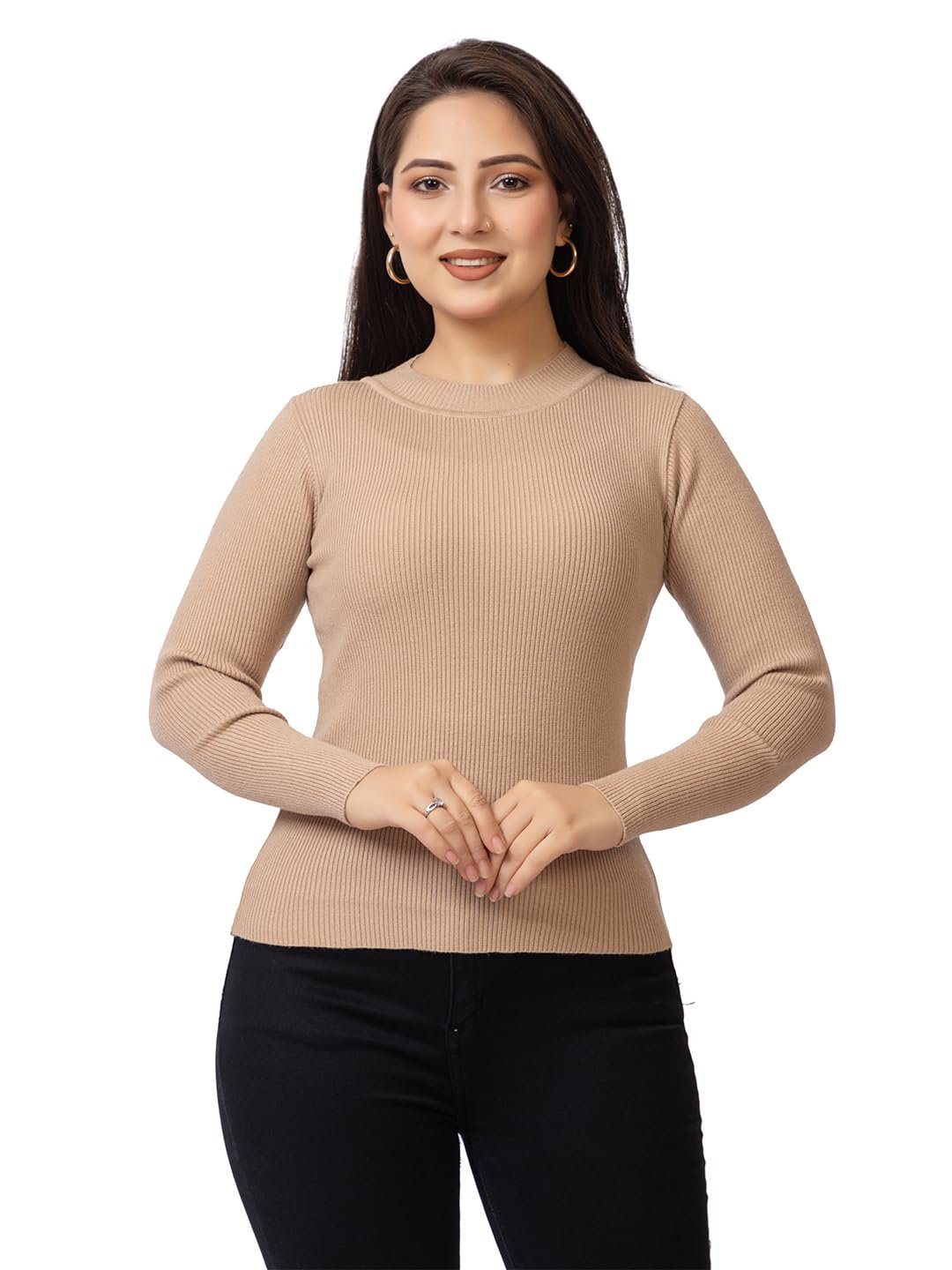 LASOON Women's Woolen Yarn Skivi Top Sweater | Warm High Neck Winter Wear | Soft & Stretchable Free Size Pullover for Women - Image 5