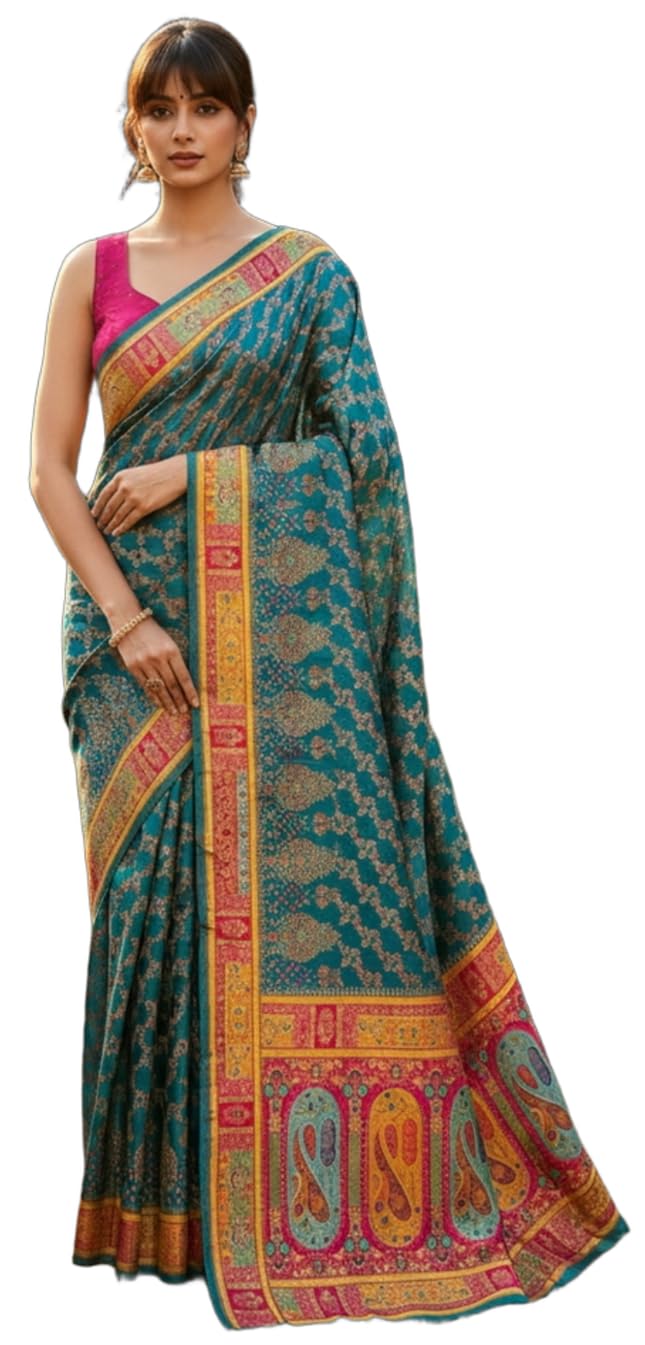 Glory Sarees Women's Luxurious Satin Pure Silk Original Saree Position Print Work Banarasi Kanjivaram Style Saree With Blouse Piece(Elegant109_Parent) - Image 16