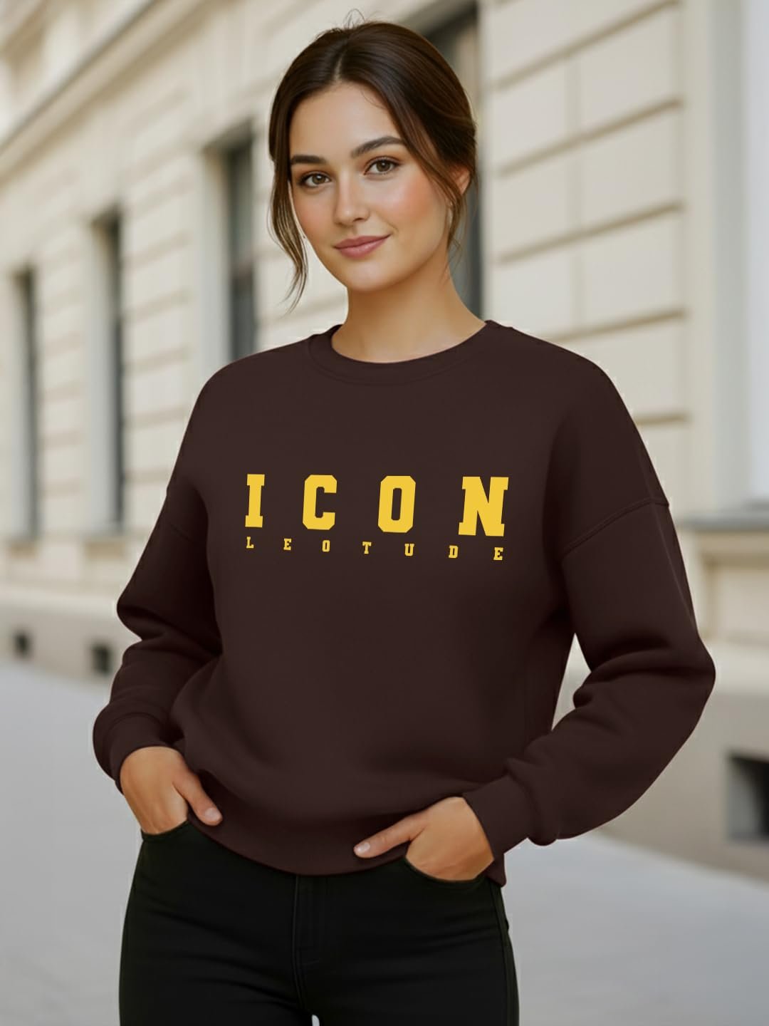 LEOTUDE Women's Boyfriend Fit Loopknit Sweatshirt | Full Sleeve Drop Shoulder | Sweatshirt for Women - Image 22