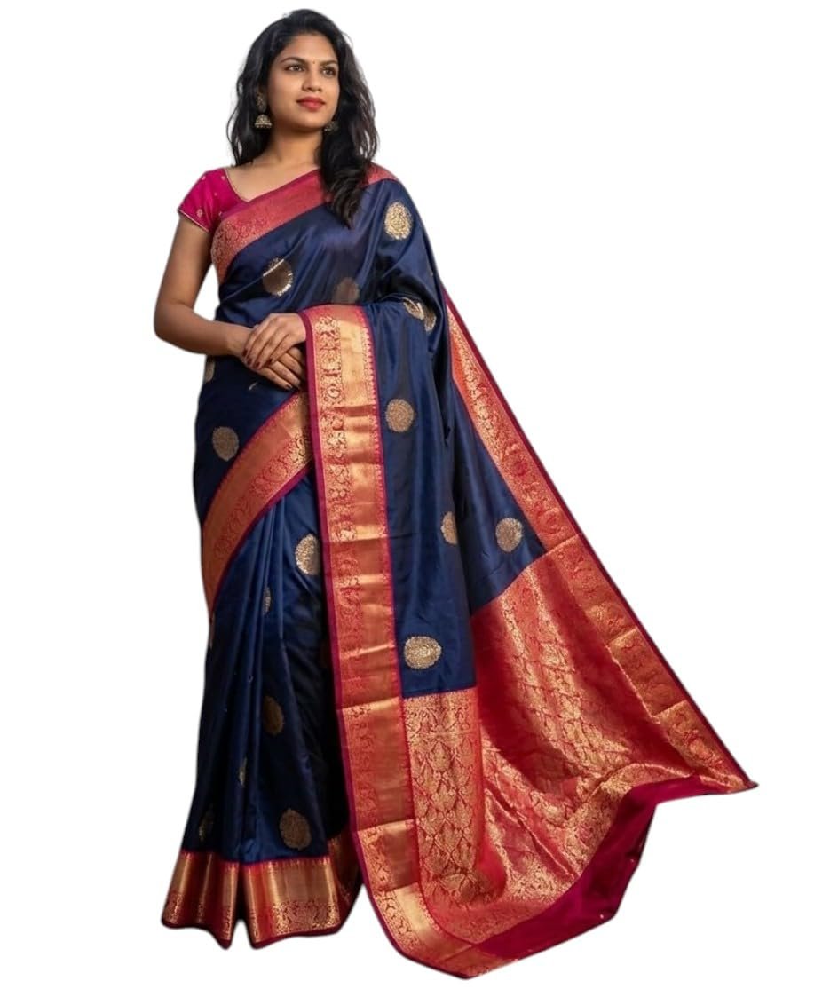 Women's Pure Soft Minakari Kanjivaram Zari Silk Saree With Blouse Piece - Image 2