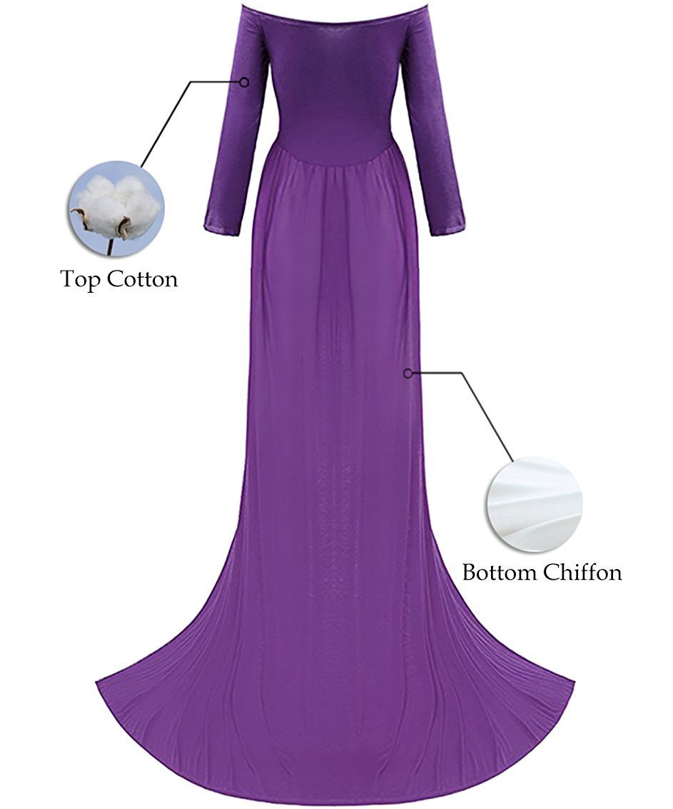 ZIUMUDY Maternity Maxi Chiffon Photography Dress Split Front Gown for Photoshoot - Image 7