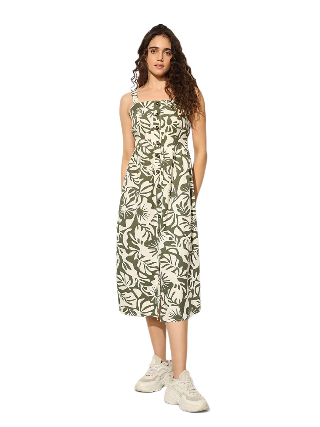 ONLY Women’s Floral Print Fit & Flare Midi Dress - Image 2