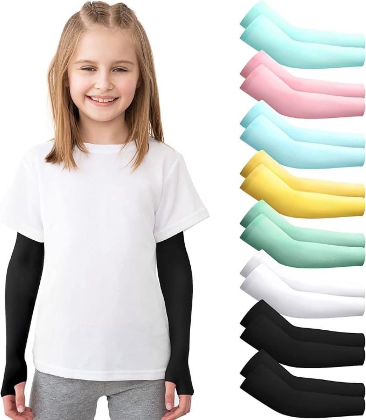 INFISPACE Kids Arm Sleeves for Girls| Cool Summer Sports Bracelet| Protection from Sun & Dust (Age: 8 to 16 Years) (Random Colors)