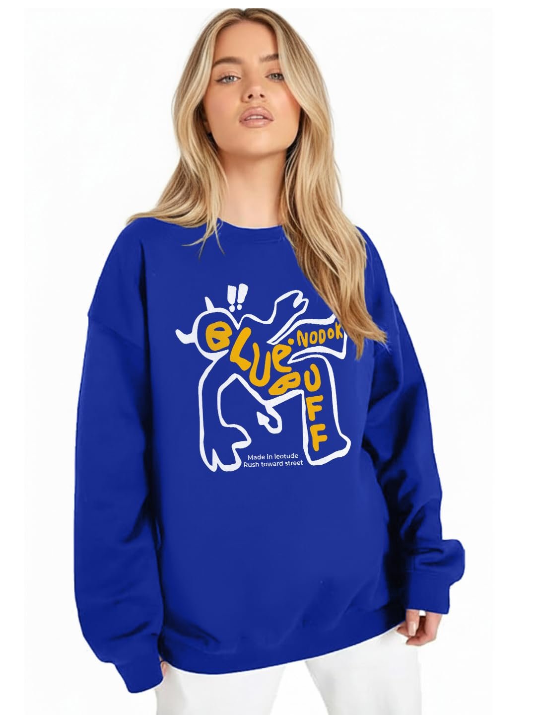LEOTUDE Women's Boyfriend Fit Loopknit Sweatshirt | Full Sleeve Drop Shoulder | Sweatshirt for Women - Image 14