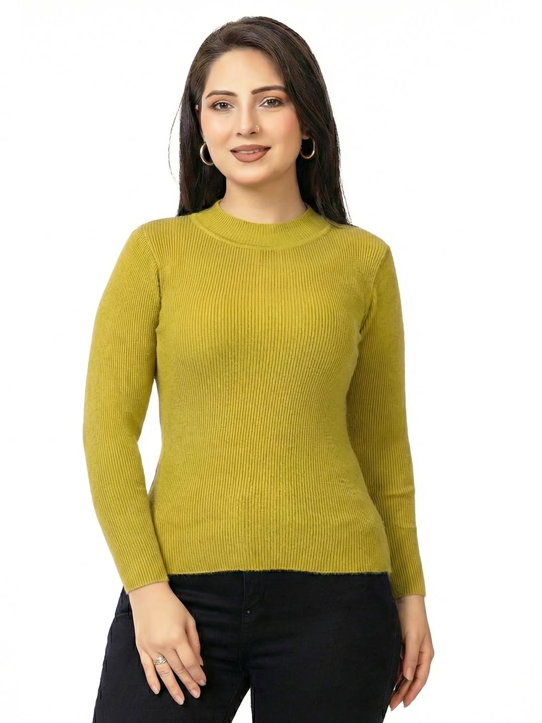 LASOON Women's Woolen Yarn Skivi Top Sweater | Warm High Neck Winter Wear | Soft & Stretchable Free Size Pullover for Women - Image 13