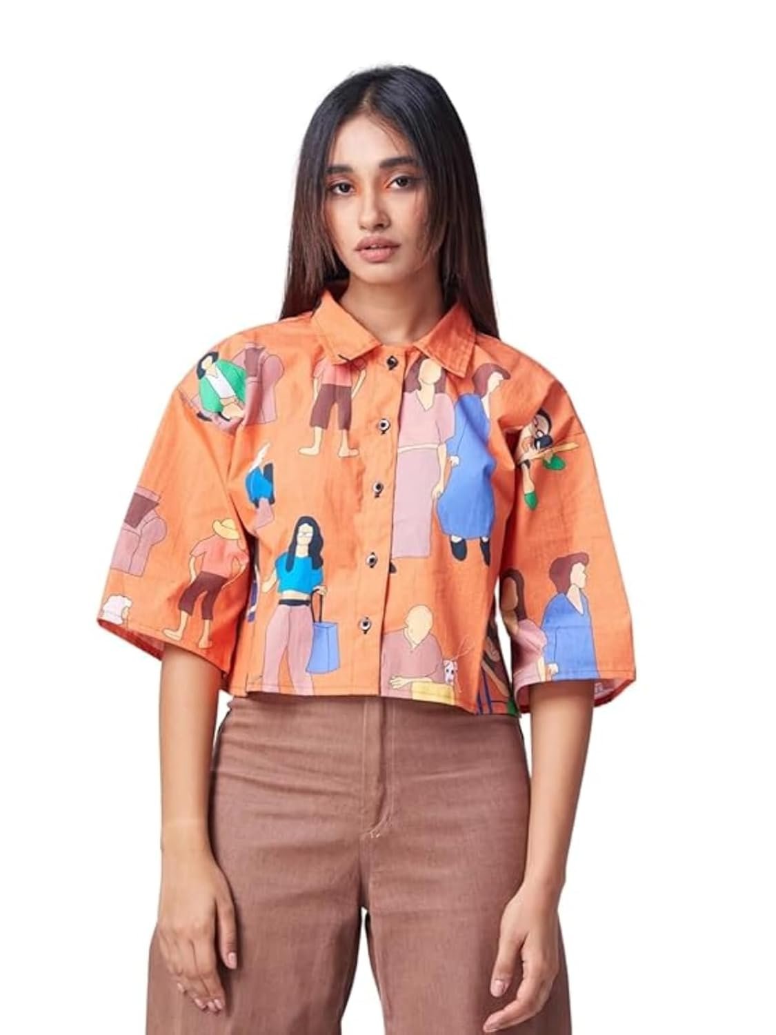 GRECIILOOKS Shirts for Women Korean Style Short Sleeve Oversized Button Down | Plus Size Workwear Top for Office & Casual Wear (Available in Plus Size) Polycotton - Image 9