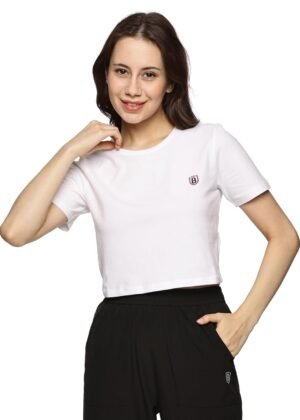 DOMIN8 Women's Solid Relaxed Fit Crop Top