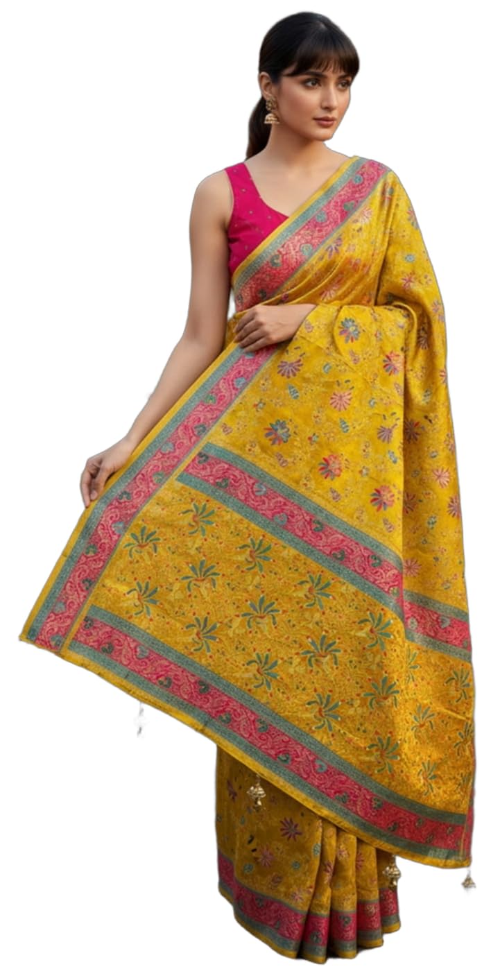 Glory Sarees Women's Luxurious Satin Pure Silk Original Saree Position Print Work Banarasi Kanjivaram Style Saree With Blouse Piece(Elegant109_Parent) - Image 2