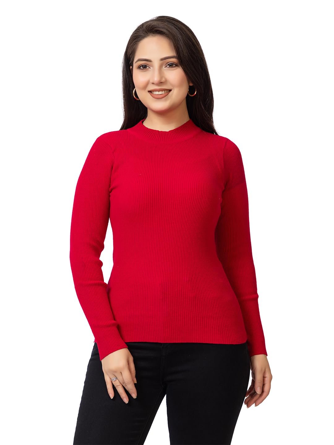 LASOON Women's Woolen Yarn Skivi Top Sweater | Warm High Neck Winter Wear | Soft & Stretchable Free Size Pullover for Women - Image 7