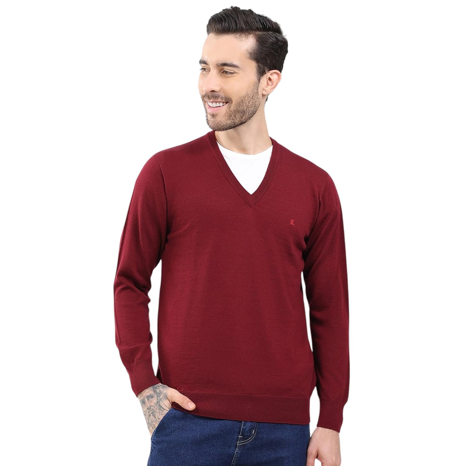 Monte Carlo Men's V Neck Full Sleeve Pullover | Warm Woolen Sweater for Men |Soft Comfortable Knitted Winter Wear for Men - Image 2