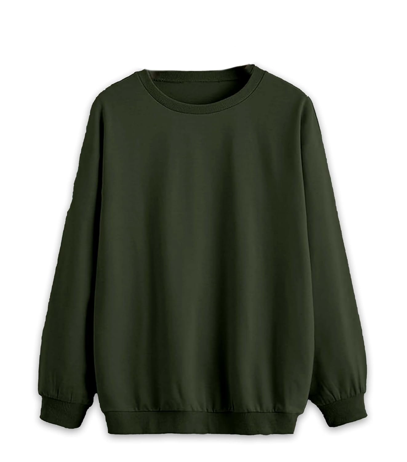 Mack Jonney Solid Round Neck Cotton Fleece Sweatshirt for WOMEN-VMACK639269