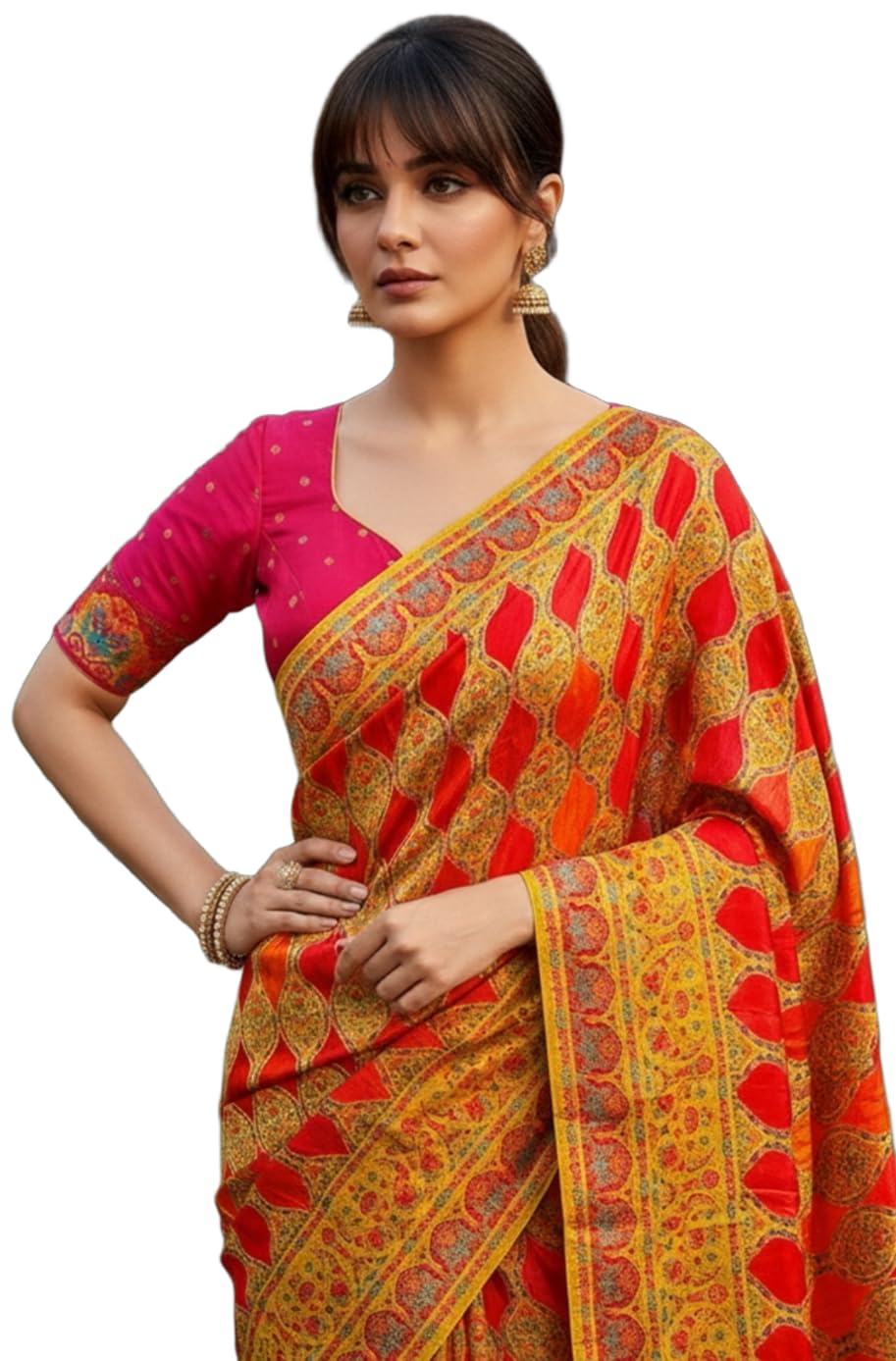 Glory Sarees Women's Luxurious Satin Pure Silk Original Saree Position Print Work Banarasi Kanjivaram Style Saree With Blouse Piece(Elegant109_Parent) - Image 8