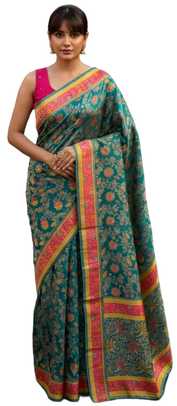 Glory Sarees Women's Luxurious Satin Pure Silk Original Saree Position Print Work Banarasi Kanjivaram Style Saree With Blouse Piece(Elegant109_Parent) - Image 13