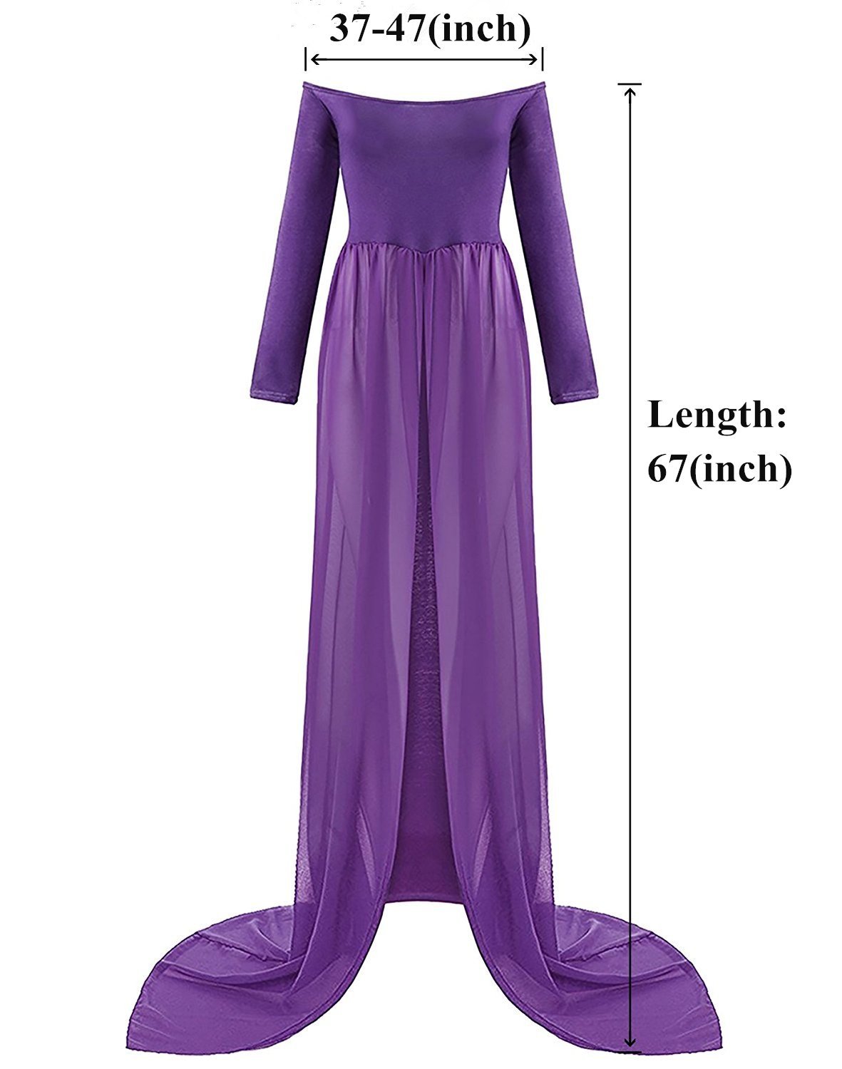 ZIUMUDY Maternity Maxi Chiffon Photography Dress Split Front Gown for Photoshoot - Image 6