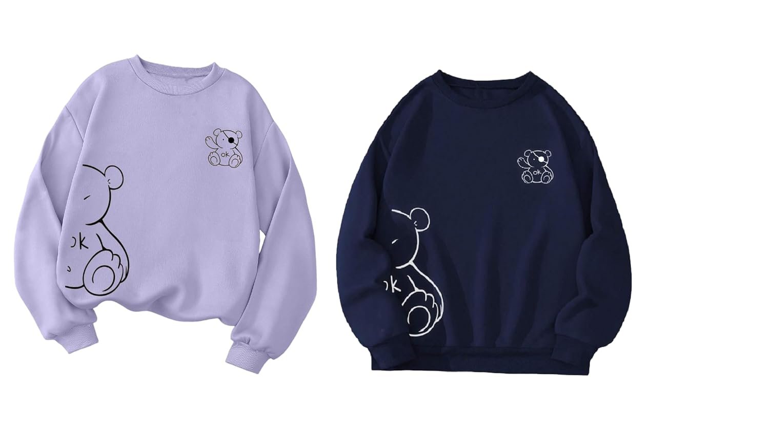 TAGAS Women's Bear Graphic Round Neck Sweatshirt|Trendy Oversized Pullover Sweatshirts|Soft Fleece Pullover Winterwear - Image 10