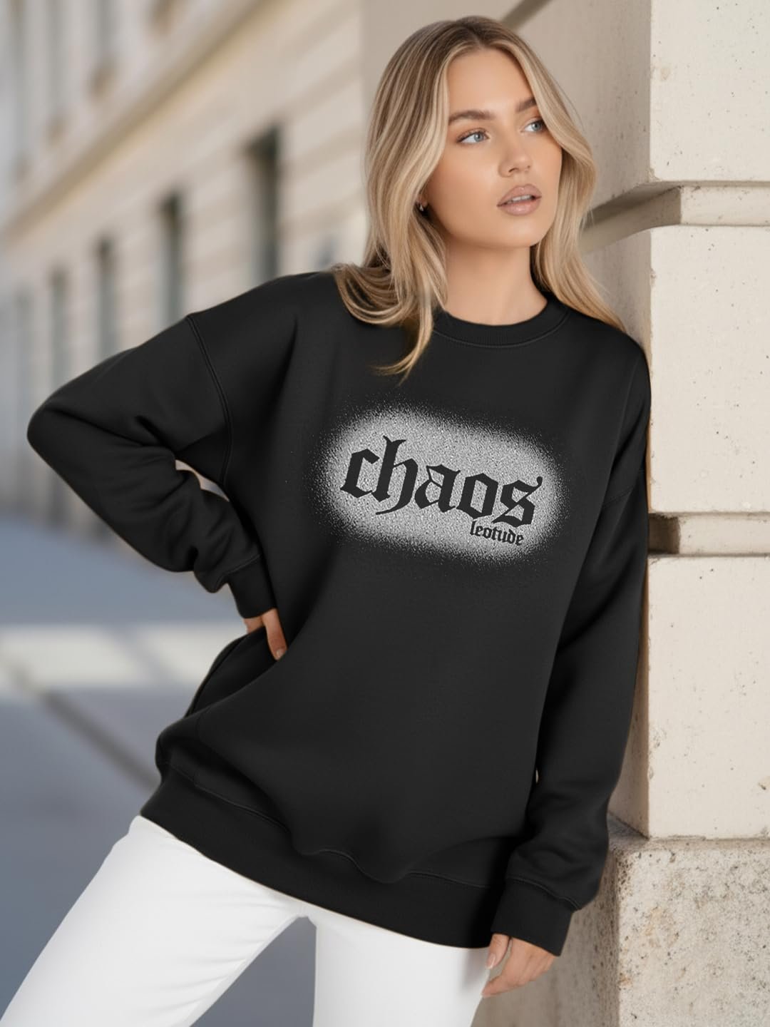 LEOTUDE Women's Boyfriend Fit Loopknit Sweatshirt | Full Sleeve Drop Shoulder | Sweatshirt for Women - Image 16