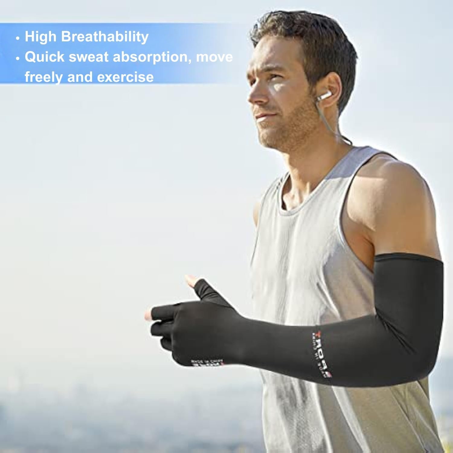 Ahamo Half-Finger Cooling Arm Sleeves Gloves for Men Women - UPF50+ Sun Protection, Breathable & Anti-Slip Design for Bike Riding, Driving, Outdoor Sports - Image 3