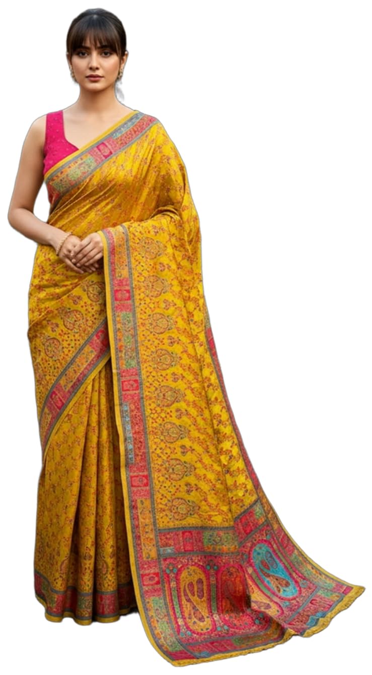 Glory Sarees Women's Luxurious Satin Pure Silk Original Saree Position Print Work Banarasi Kanjivaram Style Saree With Blouse Piece(Elegant109_Parent) - Image 14