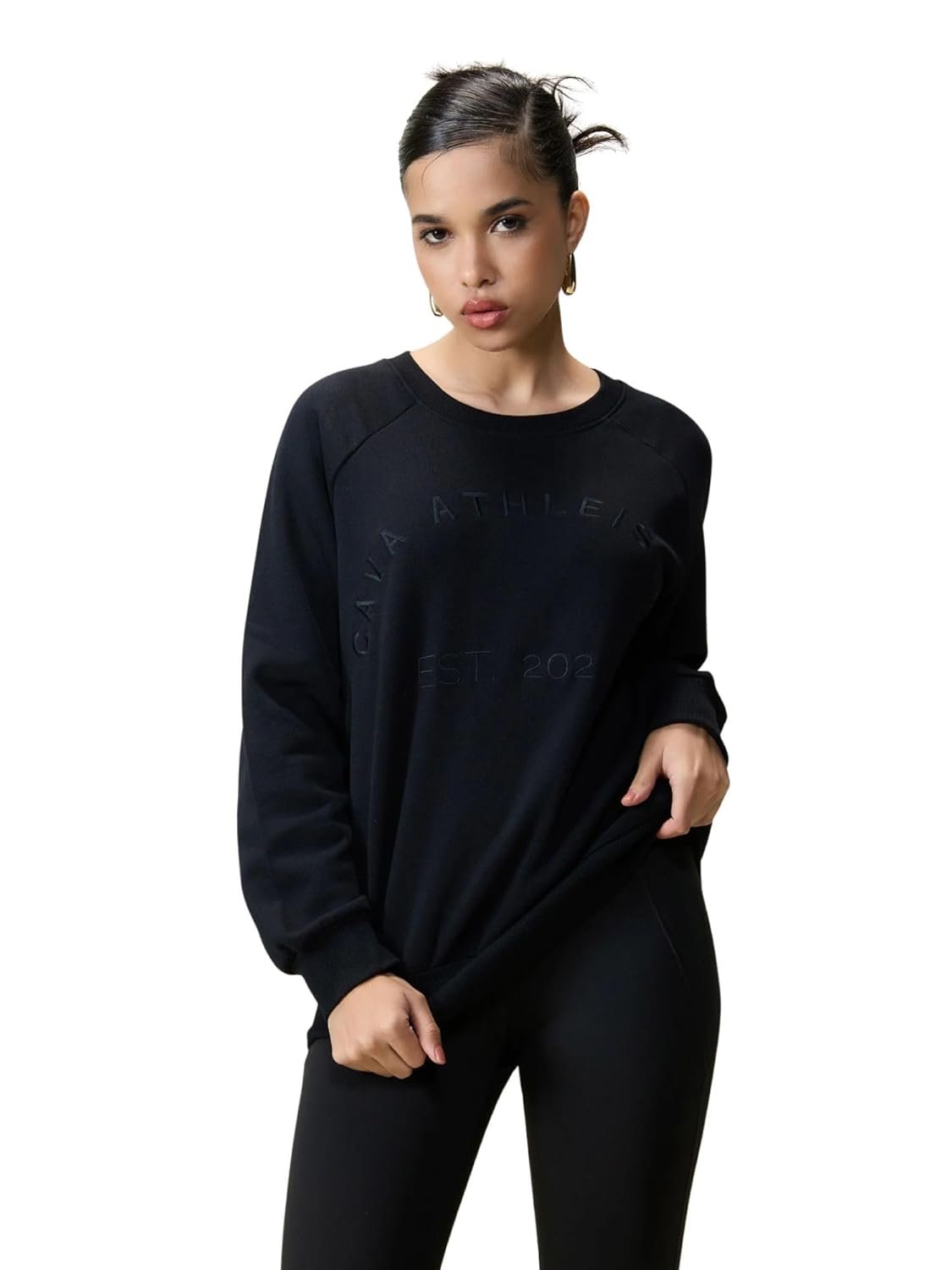 CAVA Essential Sweatshirt for Women | Brushed Fleece, Round Neck, Full Sleeves, Ribbed Cuffs, Embroidery Detail | Cozy Loungewear & Travelwear - Image 5