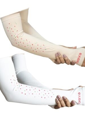 Anti-Tan Fingerless Arm Sleeves for Women|UV Protection Hand Cover Sleeves for Bike Riding, Running & Outdoor Use,Dust & Summer Protection Arm Sleeves for Girls (Petals Design)