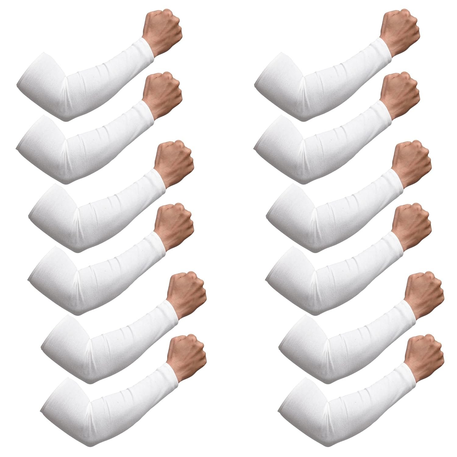 Kuber Industries Cotton Summer Arm Sleeves | UV Protection | Dust Protection | Unisex | White | 1 Pair - Image 5