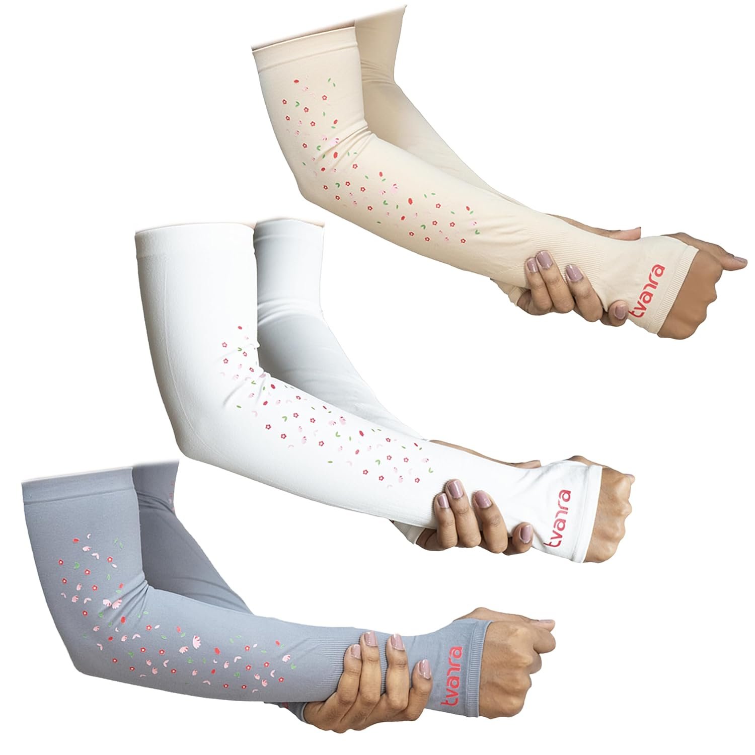 Anti-Tan Fingerless Arm Sleeves for Women|UV Protection Hand Cover Sleeves for Bike Riding, Running & Outdoor Use,Dust & Summer Protection Arm Sleeves for Girls (Petals Design) - Image 6