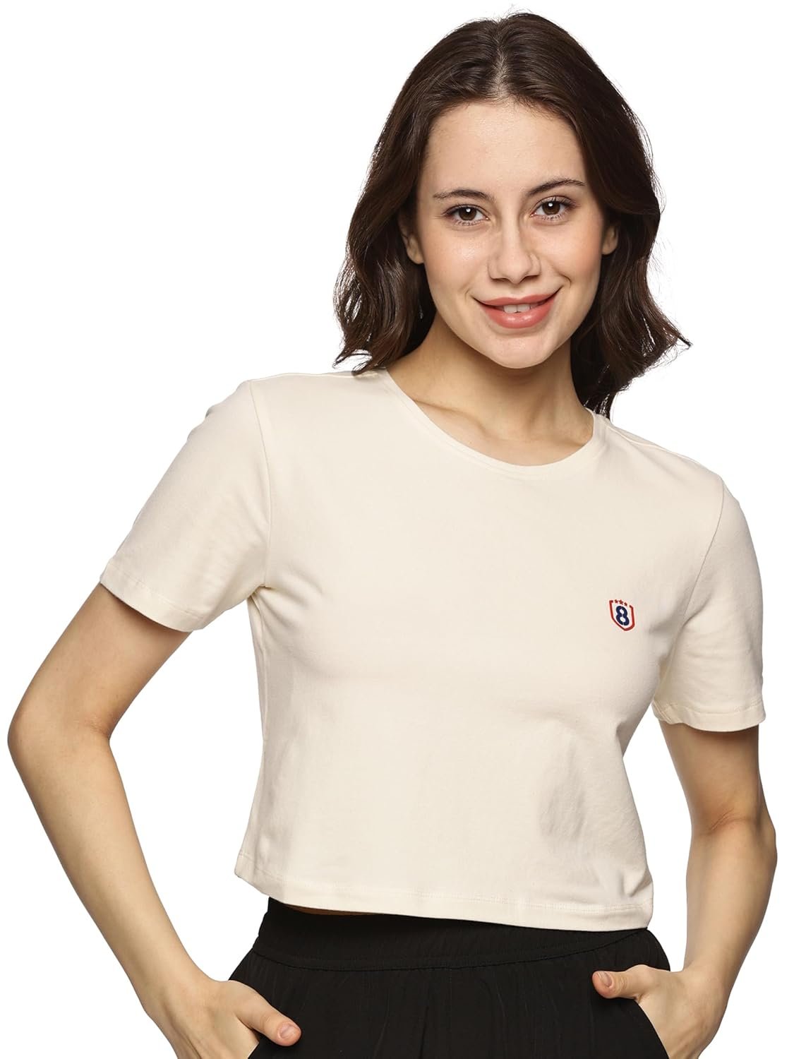 DOMIN8 Women's Solid Relaxed Fit Crop Top - Image 2