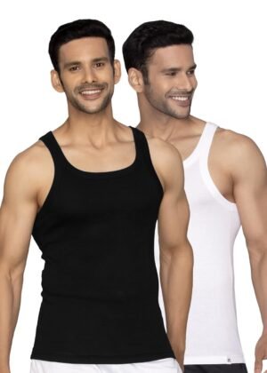 XYXX Men's 100% Cotton Ribbed Regular Fit Solid Square Neck Vest | Anti Bacterial Finish, Racer Back Baniyan for Man, Tag Free Comfort Man's Inner