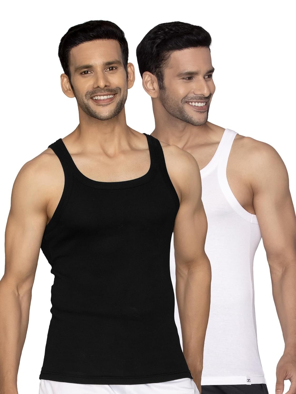 XYXX Men's 100% Cotton Ribbed Regular Fit Solid Square Neck Vest | Anti Bacterial Finish, Racer Back Baniyan for Man, Tag Free Comfort Man's Inner