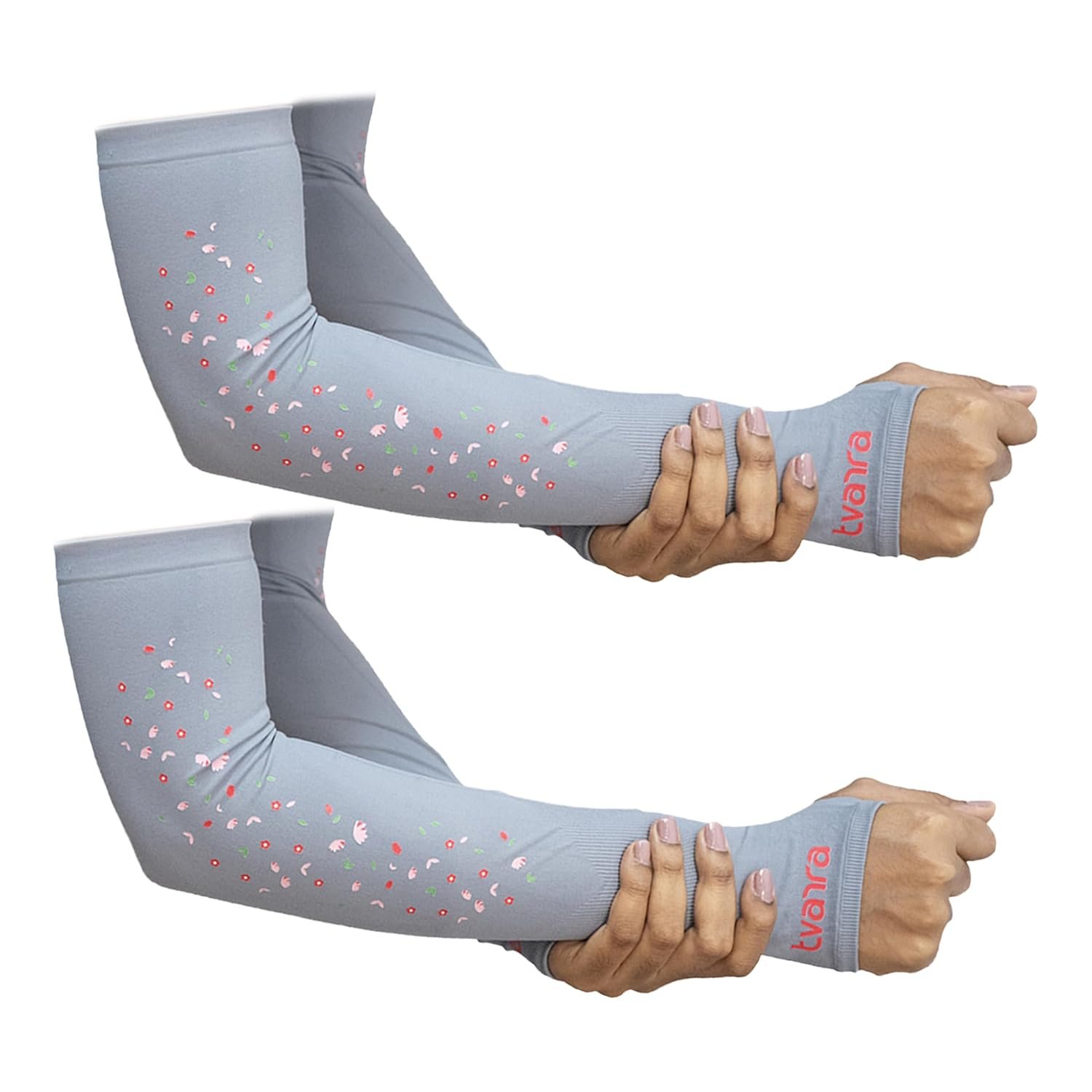 Anti-Tan Fingerless Arm Sleeves for Women|UV Protection Hand Cover Sleeves for Bike Riding, Running & Outdoor Use,Dust & Summer Protection Arm Sleeves for Girls (Petals Design) - Image 8