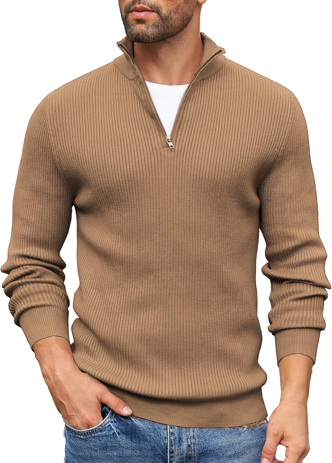 DENIMHOLIC Men High Neck Zipper Full Sleeve Cotton Knitted Winter Sweater for Man - Image 9
