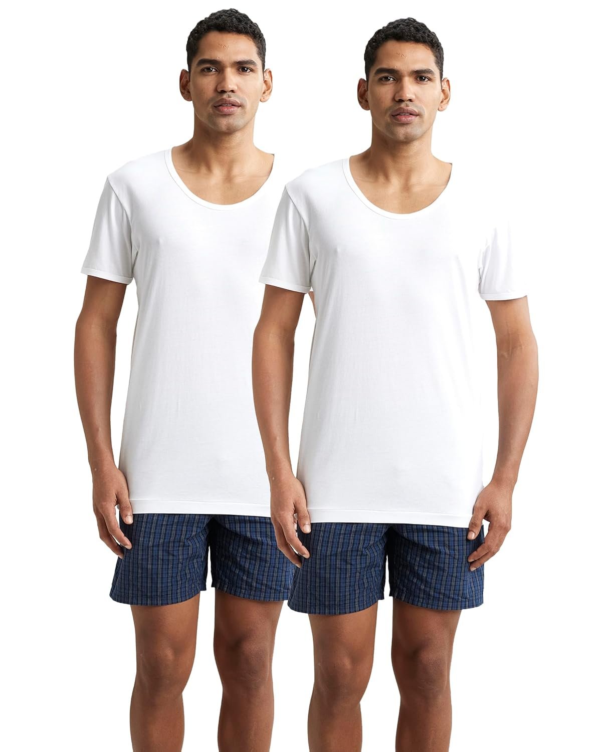 Jockey 8817 Men's Super Combed Cotton Round Neck Half Sleeved Vest with Extended Length for Easy Tuck (Pack of 2)