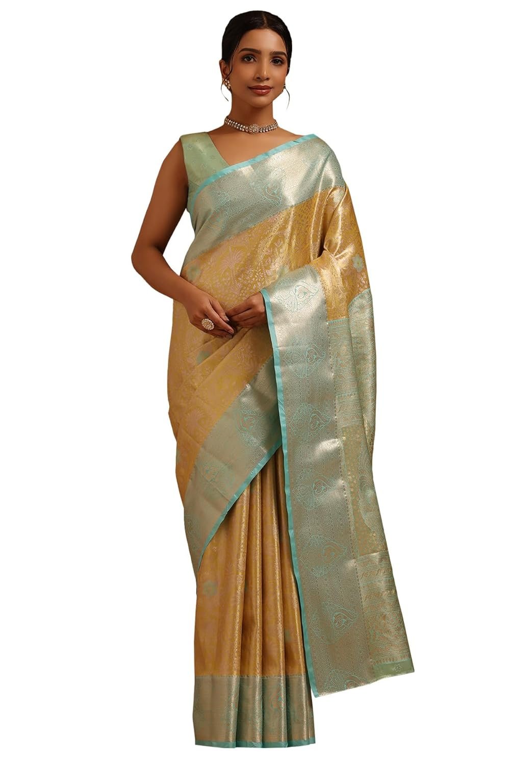Soch Womens Silk Blend Botanical Zari Woven Saree - Image 3