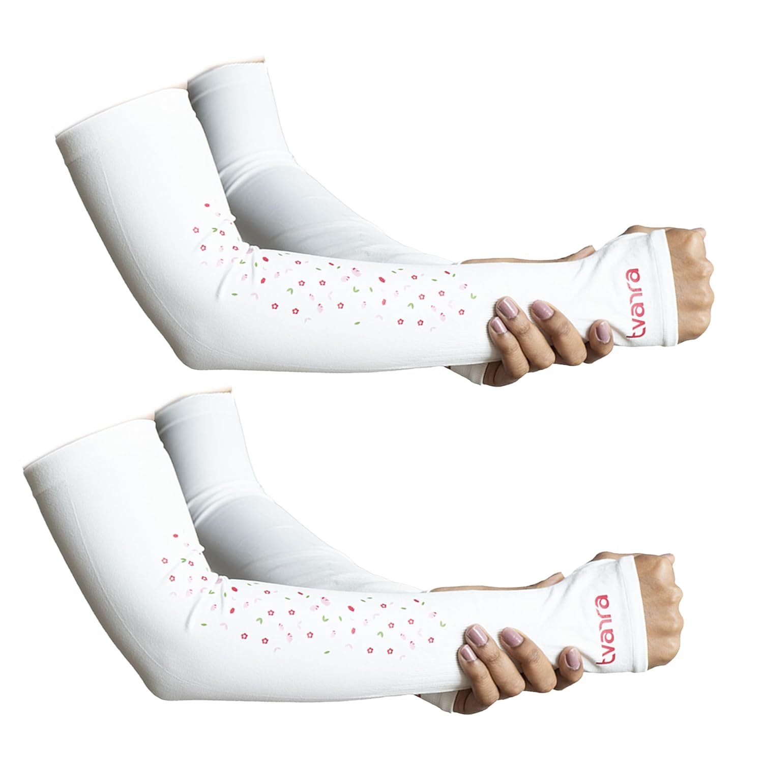 Anti-Tan Fingerless Arm Sleeves for Women|UV Protection Hand Cover Sleeves for Bike Riding, Running & Outdoor Use,Dust & Summer Protection Arm Sleeves for Girls (Petals Design) - Image 9