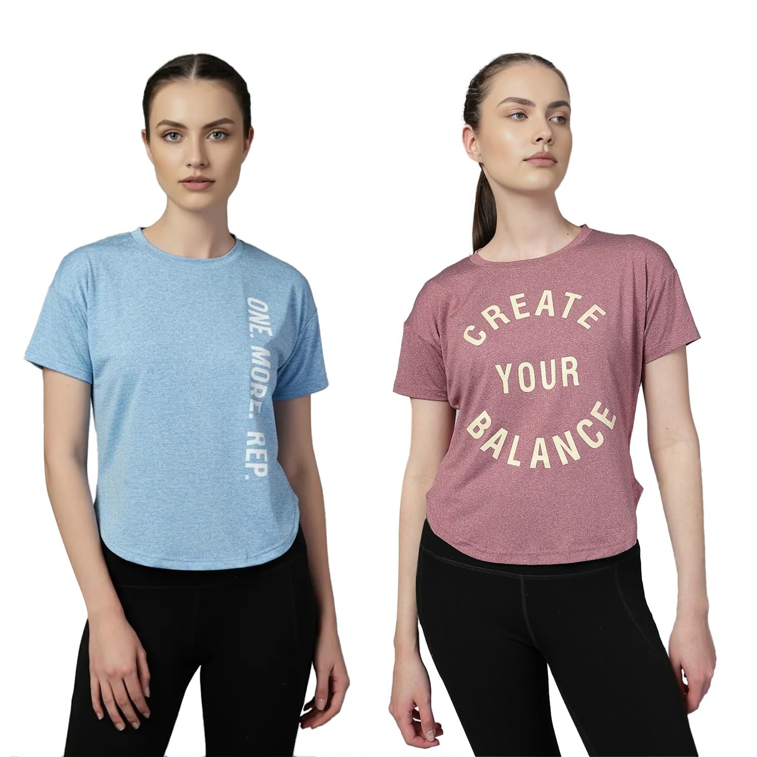 CHKOKKO Womens Stylish Activewear Quick Dry Lightweight Breathable Printed Round Neck Half Sleeve Regular Fit Gym T Shirt for Sports Yoga and Training - Image 9