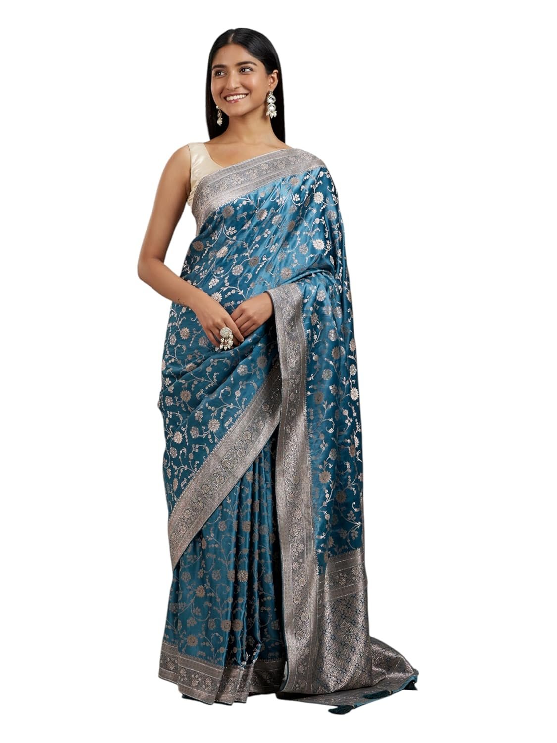 MOHEY Women's Art Silk Weave Saree with Blouse Piece