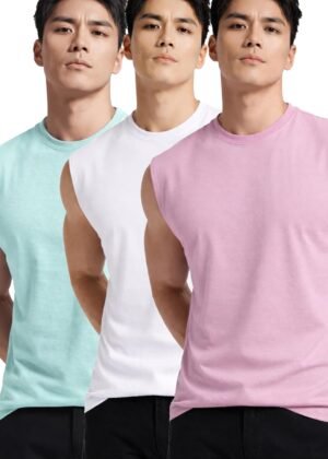 JUARI BE A GENTLEMAN Cotton Regular Fit,Sleeveless, Gym Vest for Men, Set of 3 (Multicolour)