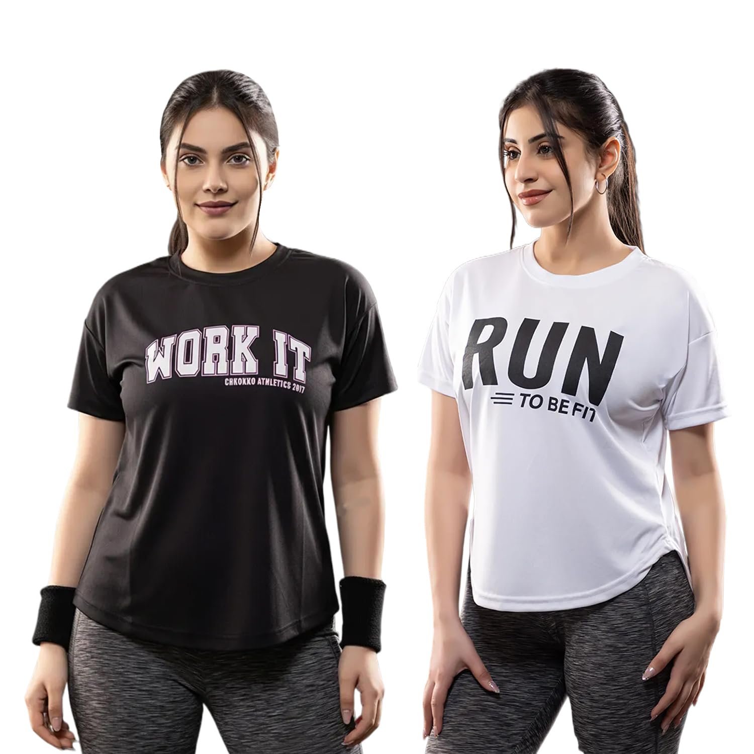 CHKOKKO Womens Stylish Activewear Quick Dry Lightweight Breathable Printed Round Neck Half Sleeve Regular Fit Gym T Shirt for Sports Yoga and Training - Image 3