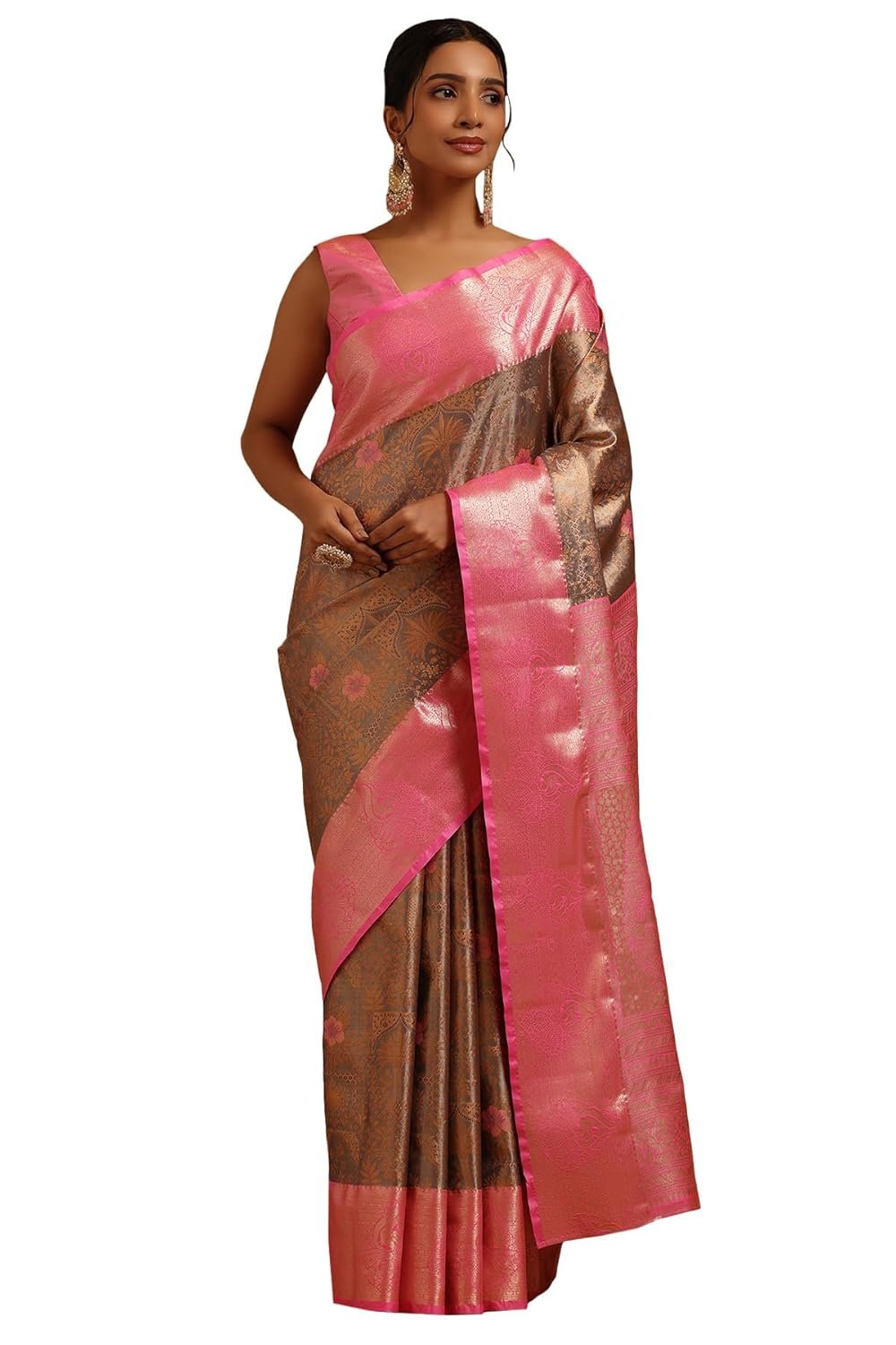 Soch Womens Silk Blend Botanical Zari Woven Saree - Image 4