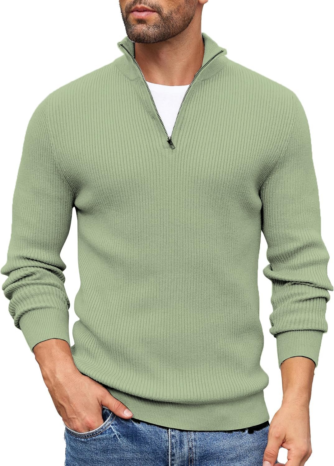 DENIMHOLIC Men High Neck Zipper Full Sleeve Cotton Knitted Winter Sweater for Man - Image 7