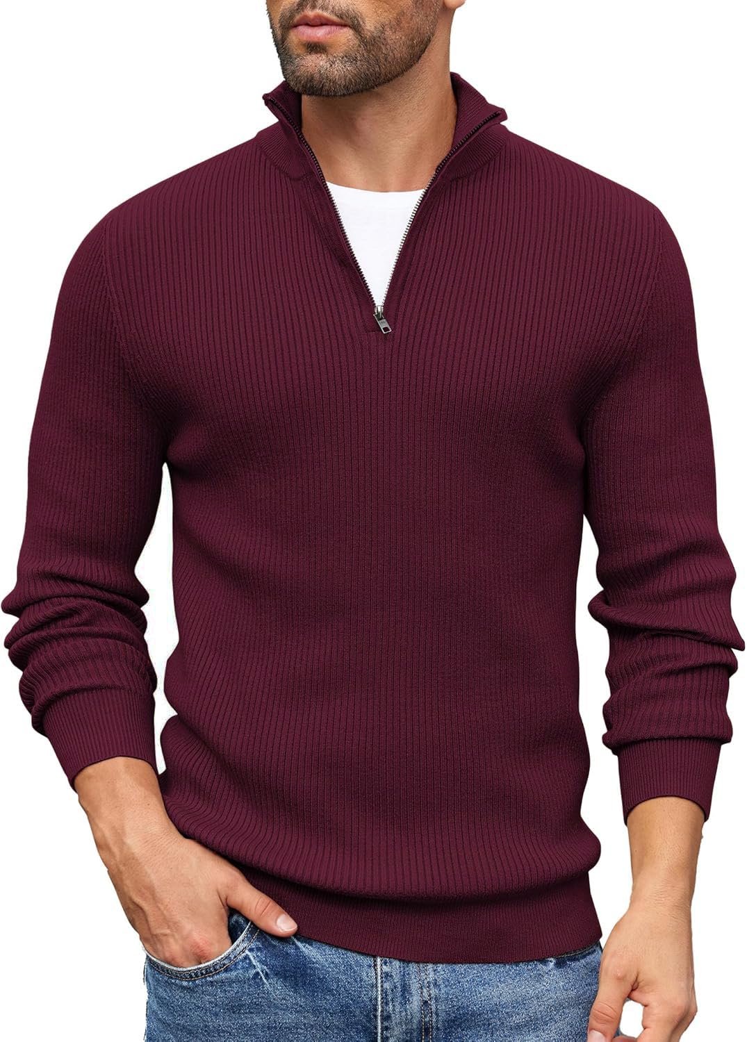 DENIMHOLIC Men High Neck Zipper Full Sleeve Cotton Knitted Winter Sweater for Man - Image 10