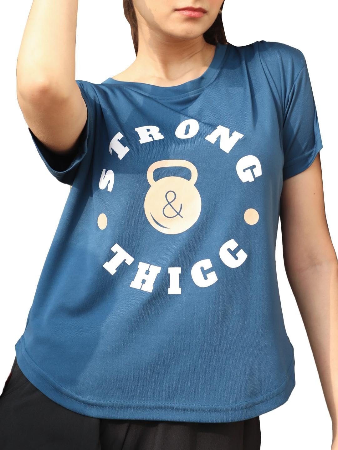 CHKOKKO Womens Stylish Activewear Quick Dry Lightweight Breathable Printed Round Neck Half Sleeve Regular Fit Gym T Shirt for Sports Yoga and Training - Image 13