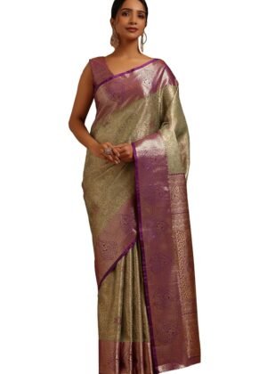 Soch Womens Silk Blend Botanical Zari Woven Saree