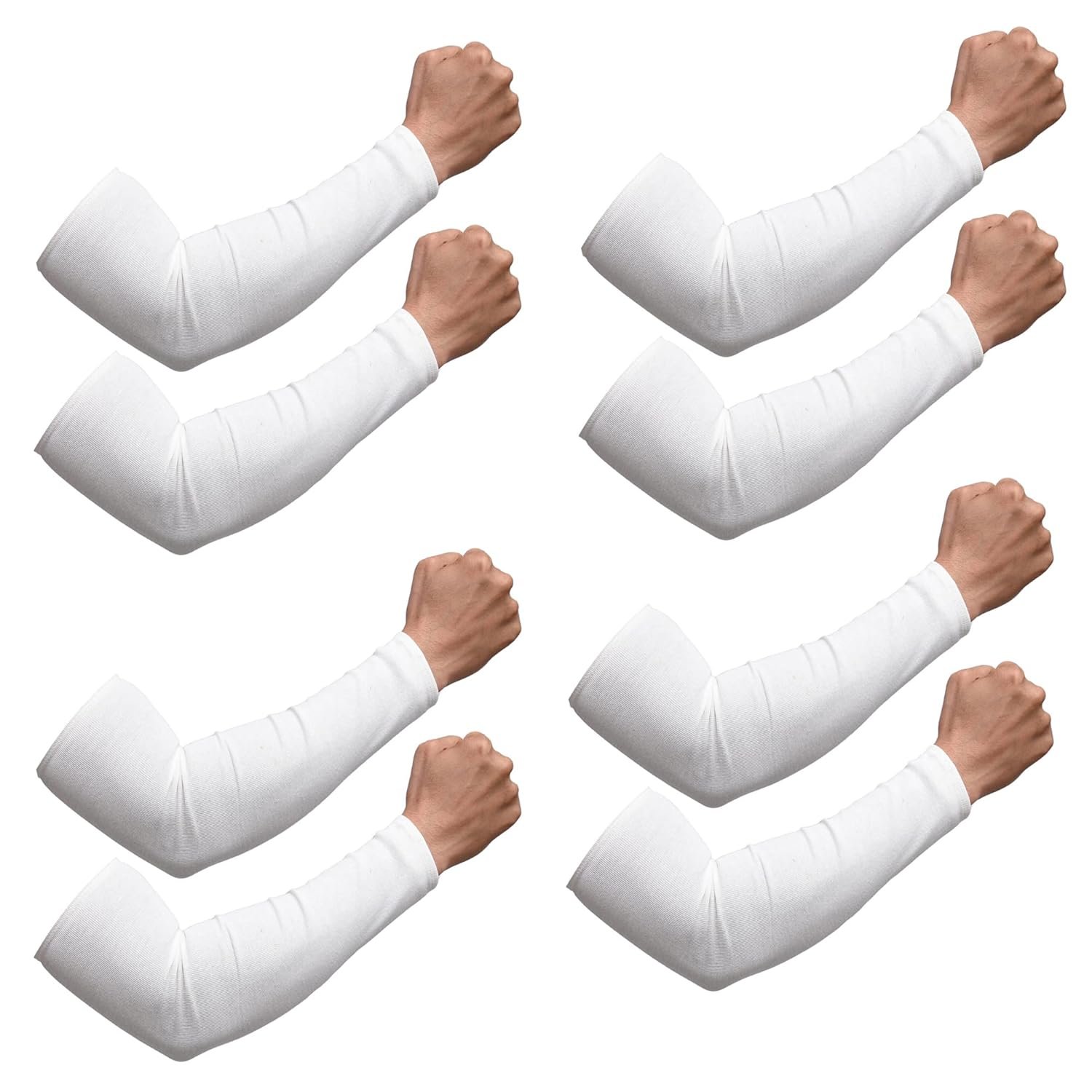 Kuber Industries Cotton Summer Arm Sleeves | UV Protection | Dust Protection | Unisex | White | 1 Pair - Image 7