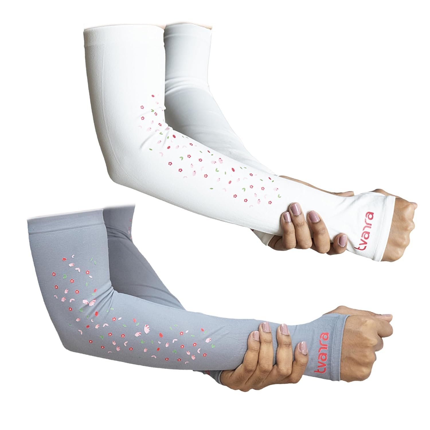Anti-Tan Fingerless Arm Sleeves for Women|UV Protection Hand Cover Sleeves for Bike Riding, Running & Outdoor Use,Dust & Summer Protection Arm Sleeves for Girls (Petals Design) - Image 13