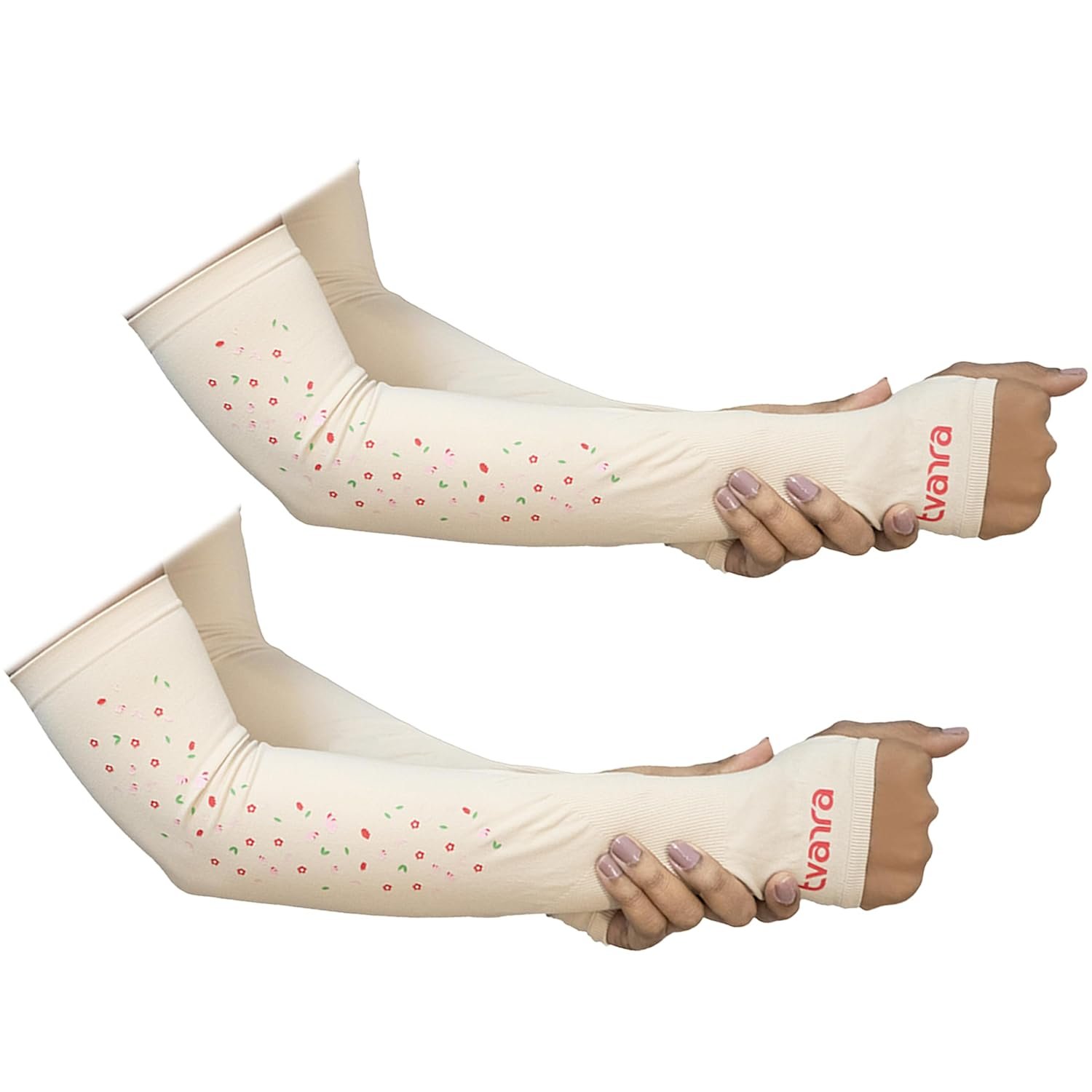 Anti-Tan Fingerless Arm Sleeves for Women|UV Protection Hand Cover Sleeves for Bike Riding, Running & Outdoor Use,Dust & Summer Protection Arm Sleeves for Girls (Petals Design) - Image 10