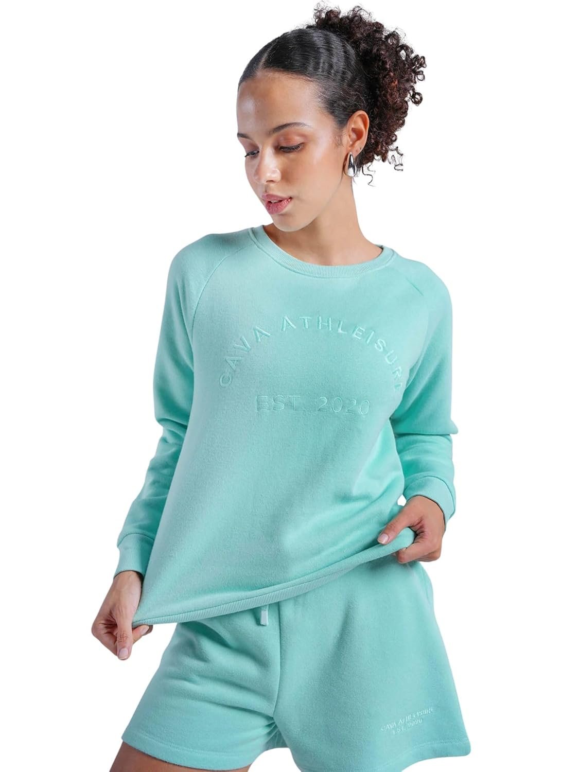CAVA Essential Sweatshirt for Women | Brushed Fleece, Round Neck, Full Sleeves, Ribbed Cuffs, Embroidery Detail | Cozy Loungewear & Travelwear - Image 3