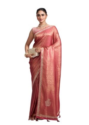 MOHEY Women's Art Silk Mirror Work, Stone Work, Weave Saree with Blouse Piece