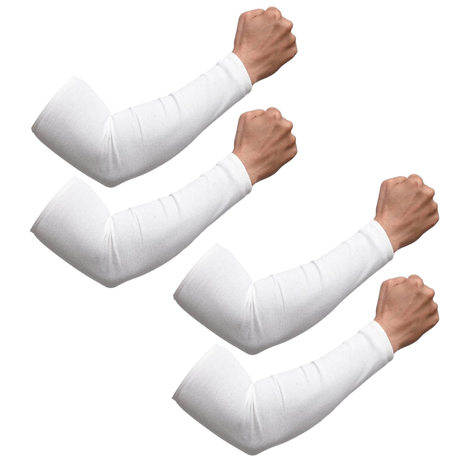 Kuber Industries Cotton Summer Arm Sleeves | UV Protection | Dust Protection | Unisex | White | 1 Pair - Image 2
