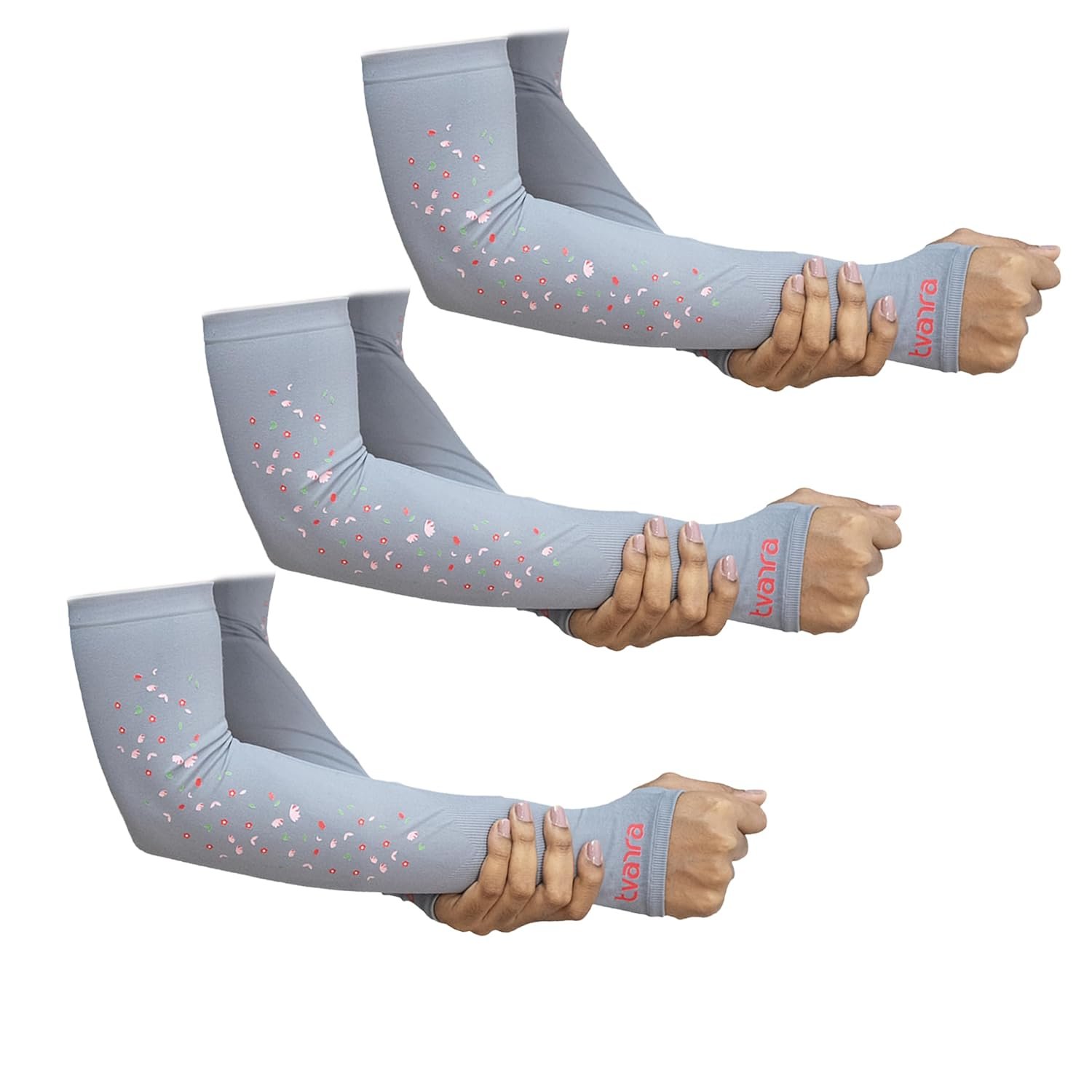 Anti-Tan Fingerless Arm Sleeves for Women|UV Protection Hand Cover Sleeves for Bike Riding, Running & Outdoor Use,Dust & Summer Protection Arm Sleeves for Girls (Petals Design) - Image 4